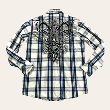 Roar Shirt Mens Large Calder Strength Refined Embroidered Long Sleeve Button Up