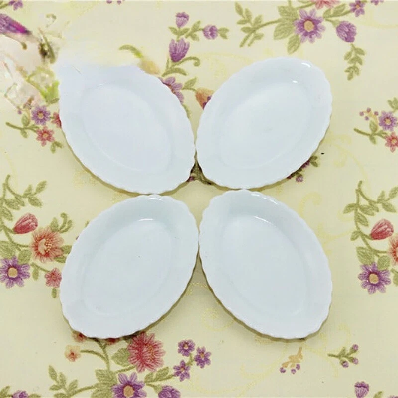 4 Stück Puppenhaus Miniatur Porzellan Geschirr Maßstab 1:6 Teller Küche Zubehör - Bild 3 von 4