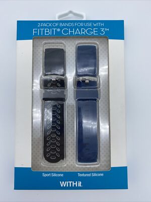 WITHit band Kit For Use With Fitbit Charge 3 Silicone Stainless Black ...