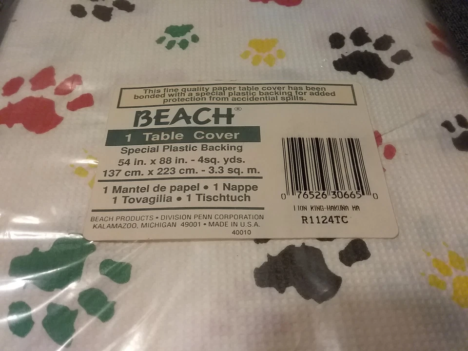  Cubierta de mesa vintage Disney El Rey León 54x88 ¡HECHA EN EE. UU.! ¡ENVÍO GRATUITO! NUEVO Foto 3 de 4