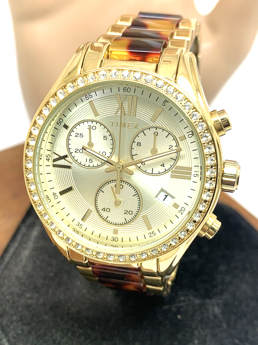 Timex Women's Watch TW2V74800 Quartz Chronograph Gold Tortoise