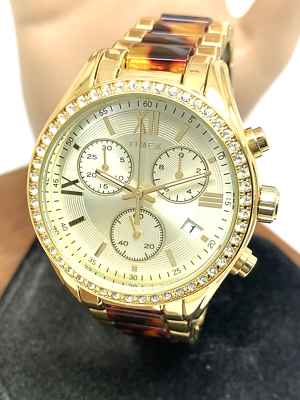 Timex Women's Watch TW2V74800 Quartz Chronograph Gold Tortoise
