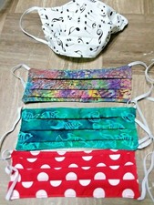 Musical Fish Dot Adult Face Mask Reversable Covering 100 Handmade Cotton