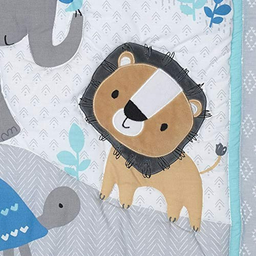 Bedtime Originals Jungle Fun 3-Piece Crib Bedding Set, Blue/Gray - Picture 3 of 5