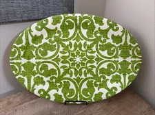 Pier 1 Serving Platter Melamine Green White Floral Medallion Oval Tray Plate