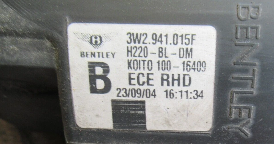 FARO IZQUIERDO BENTLEY CONTINENTAL GT 2004 LADO PASAJERO 3W2941015F DAÑADO Foto 4 de 4