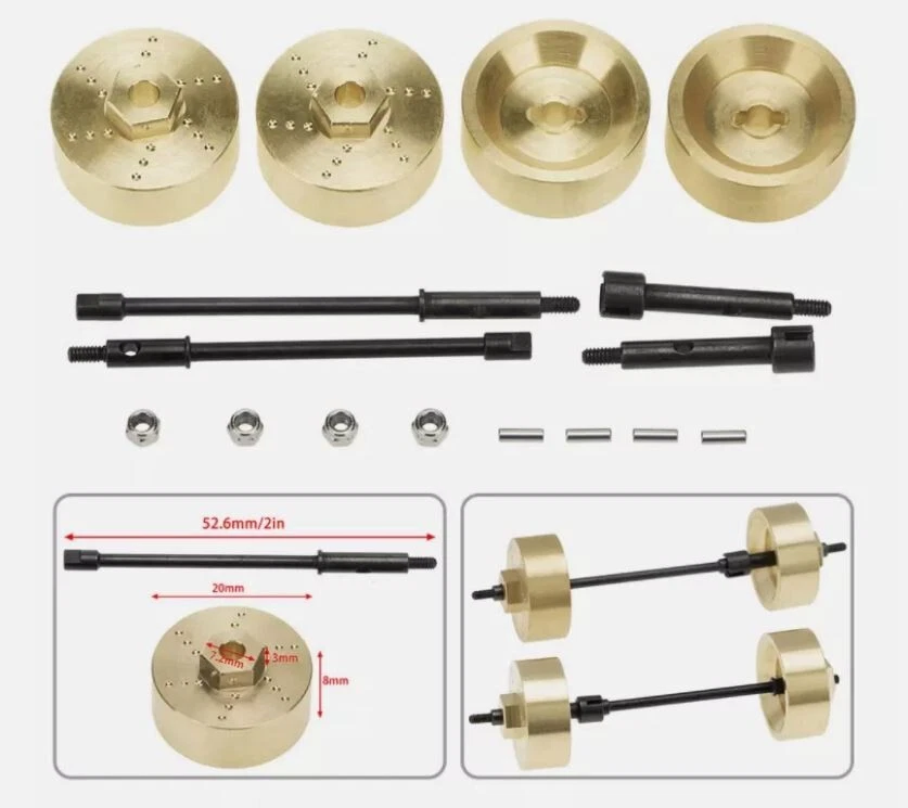 1/24 Axial SCX24 90081 AXI00002 6mm Widen Wheel Axles & Brass Weights Set - Image 2 of 4