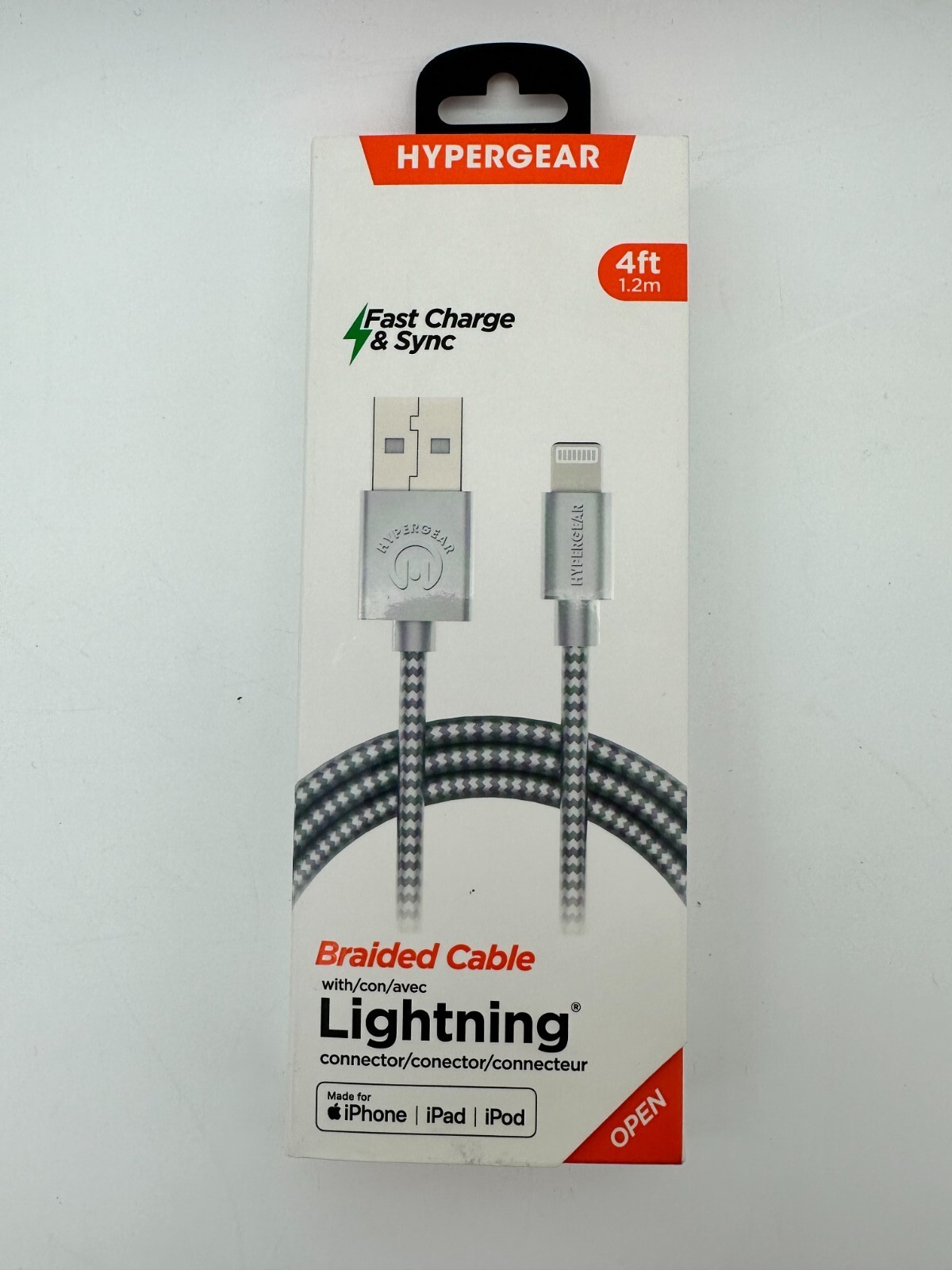 MFi Certified NEW HyperGear Lightning Cable 4ft USB Charge/Sync Cable-image