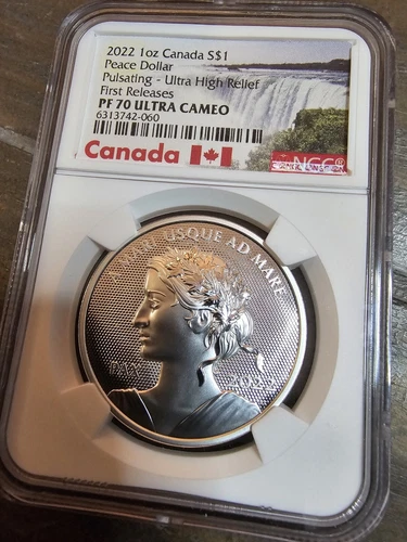 2022 Canada Peace Dollar NGC PF70 Ultra Cameo Pulsating Ultra High Relief FR