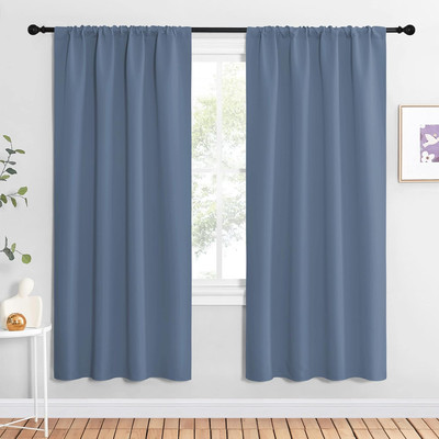 Stone Blue Blackout Curtains for Living Room - Triple Weave Home Decoration Ther