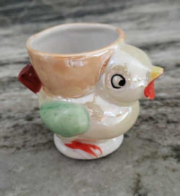 Vintage Ceramic Japan Chicken Chick Bird Eggcup Hatching Egg Japan? Glossy Figur