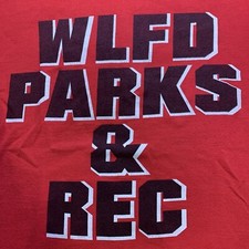 Vintage Made In USA Parks & Rec Short Sleeve Crewneck Graphic T-Shirt L Red