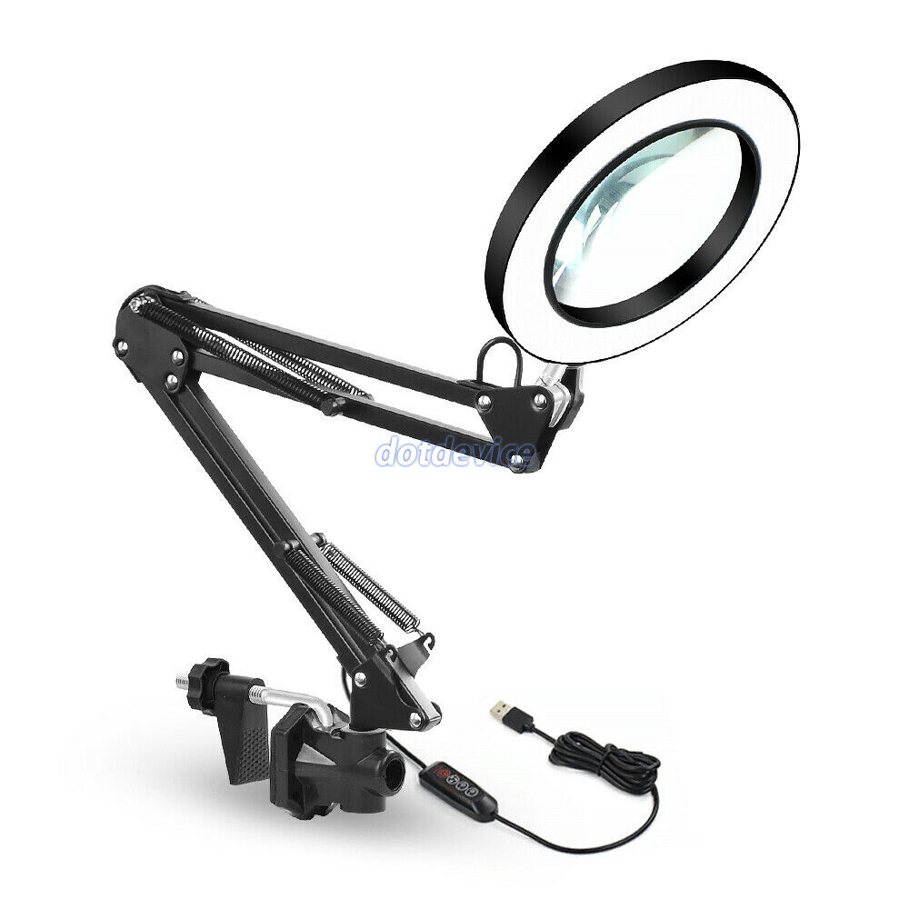 LED Desk Lamp 5X Magnifying Glass Foldable with 3 Modes Beauty Magnifier Lamp UK