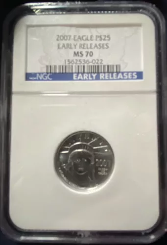 2007 $25 American Platinum Eagle Statue Of Liberty Early Release MS70 NGC 