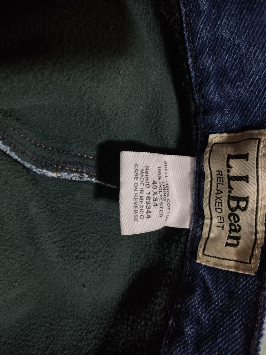 じゅん LL Bean Fleece Lined Jeans Double L Classic Fit Denim Men's Size
