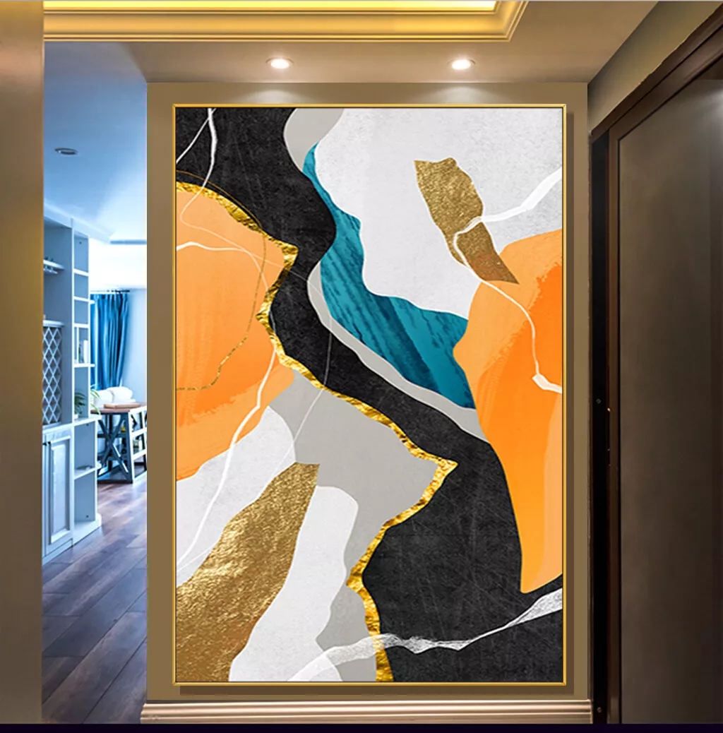 Home Good Wall Art Gold Foil Textured Abstract Oil Painting