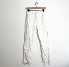 Sandro Button Front White Slim Jeans Raw Hem Size 2 34
