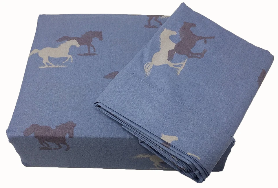 Синий прибрежный пляж запустить лошадь одеяло комплект и простыни кровать в сумке - Изображение 2 из 4