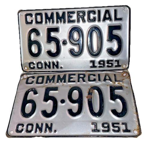 Connecticut Commercial License Plates 1951 -65-905 DMV Ford Chevy Dodge READ/SEE