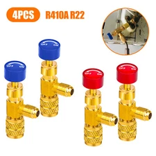 4pcs R12 R410 Refrigerant Charging Valve, Safety Adapter Flow Control Ball Valve