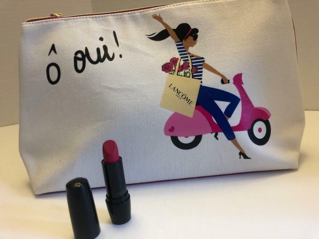 Lancome Makeup Canvas Case Pouch + Lipstick 342 Racy (Matte) | eBay