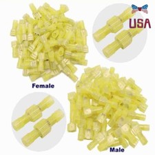 12-10AWG Yellow Nylon Spade Female Male Insulated Crimp Connectors Terminal US
