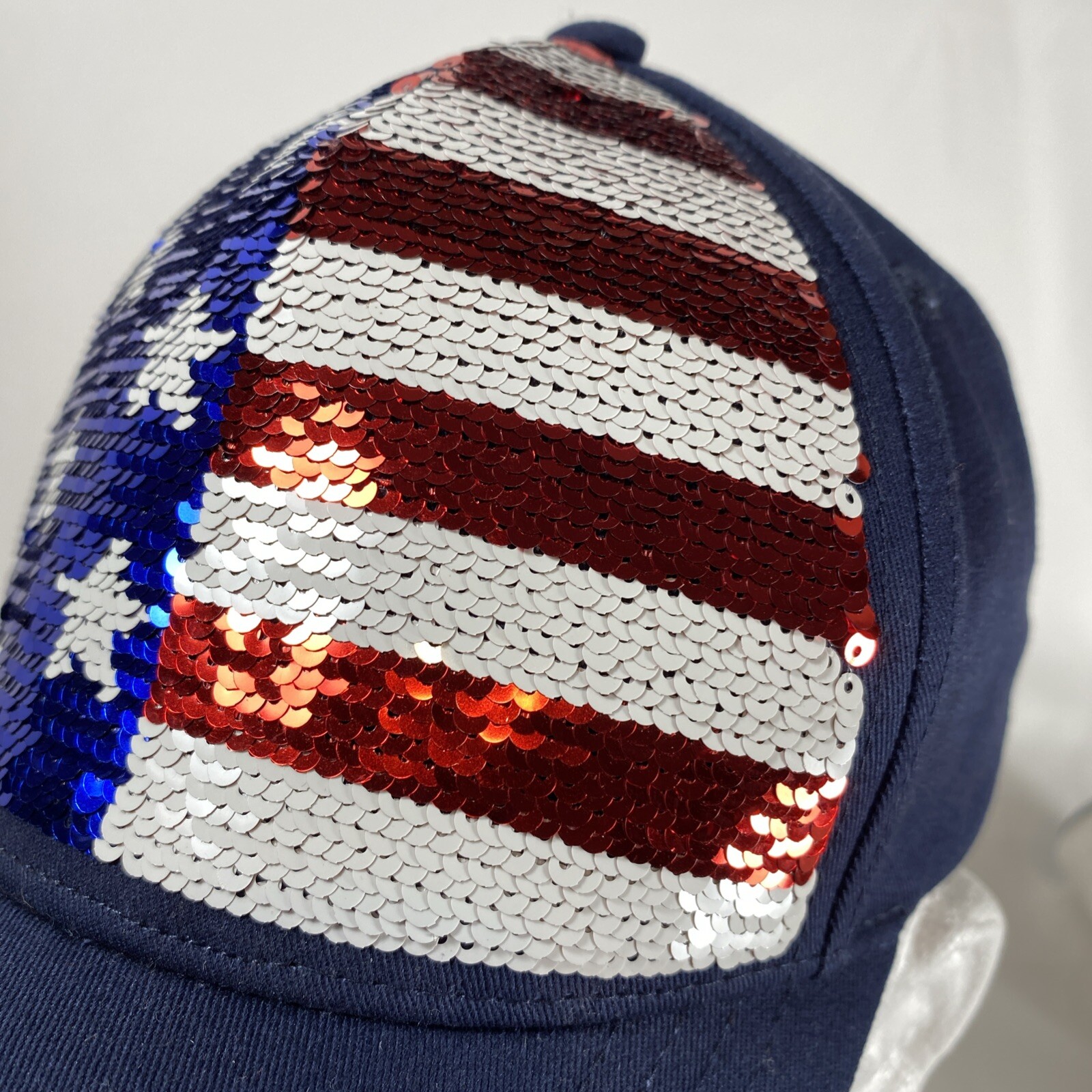 Sequined USA Flag Hat Snapback Adjustable - image 8