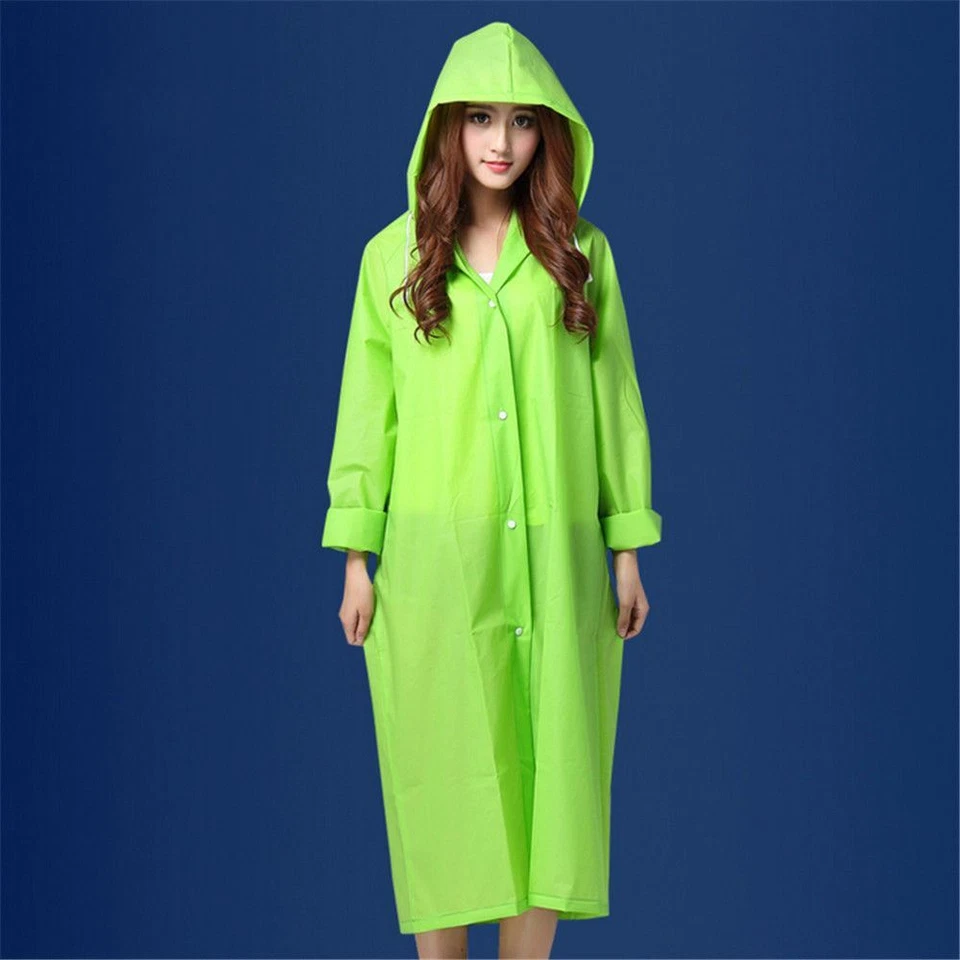 Top Quality Unisex PVC Raincoat Long Sleeve Hooded Waterproof Jacket Coat - Image 2 of 4