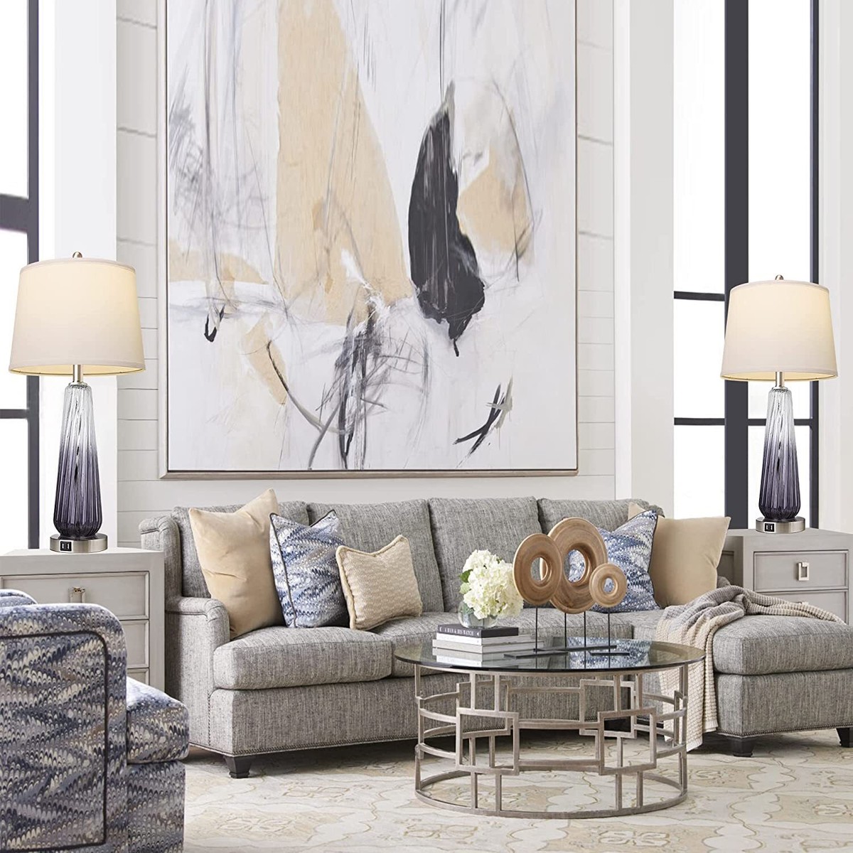 Large glass table lamps for living room deals