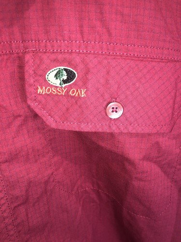 Mossy Oak XL Top Shirt Burgundy Red Casual Button-Down Pocket Cotton Blend B13 - Picture 4 of 11