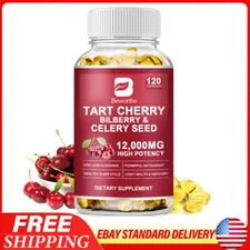 Organic Tart Cherry Extract Capsules, Cleanse Detox, Gout Relief, Urinary Health
