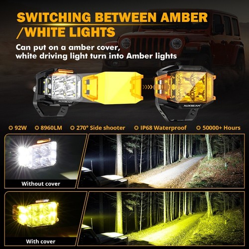 AUXBEAM 4" Tirador Lateral LED Luz de Trabajo DRL Vainas Lámpara Antiniebla para Dodge Charger 06-09 - Imagen 6 de 12