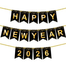 , Happy New Year Banner - Large 10 Feet  New Year Sign for New Years Decorat...