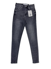 Bershka Damen Jeans Gr. 34 Super High Waist Skinny Fit mottled dark grey