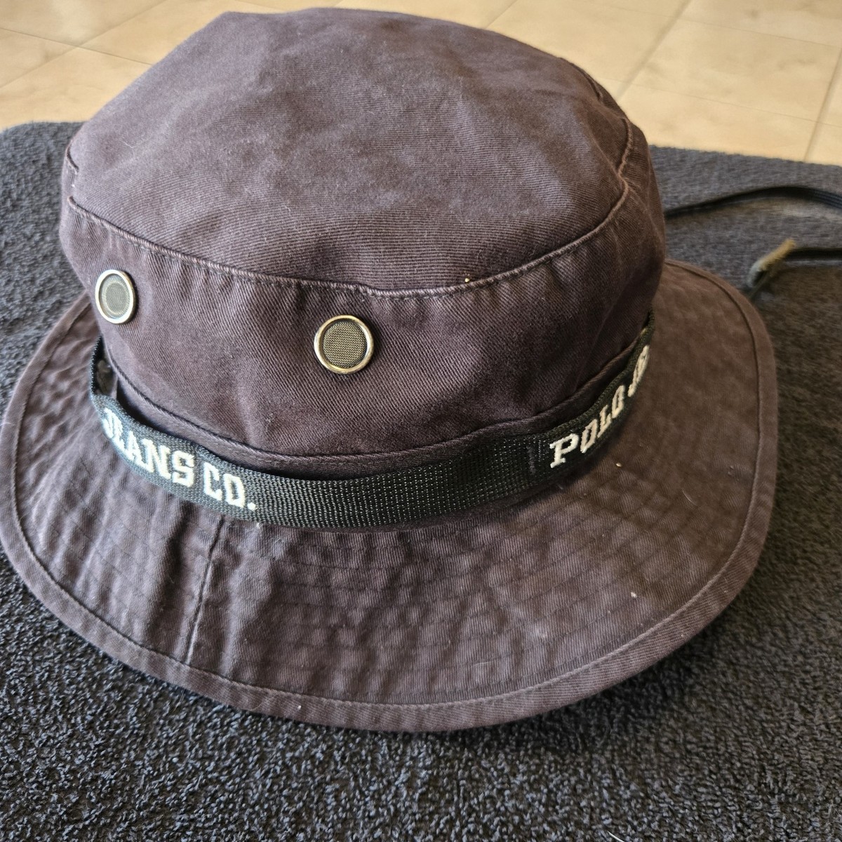 Vintage Polo Sport Ralph Lauren Bucket Hat Cap Size L/M Y2K Black