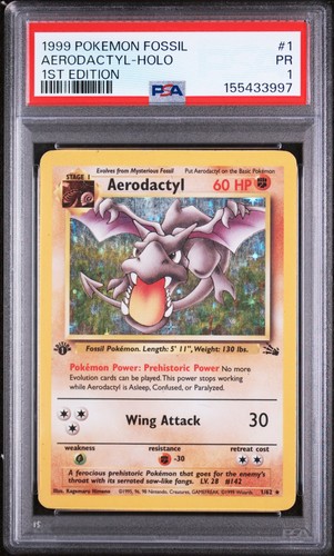 Aerodactyl (1st Edition) graded PSA 1 for sale on eBay