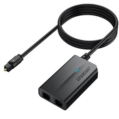 1 in 2 Out Fiber Optic Splitter, Digital Optical Audio Splitter Supports PCM2...