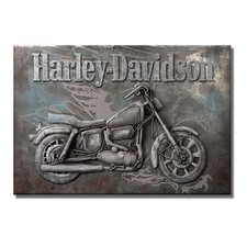 Wandbild Metal Harley-Davidson Bike, Silber, ...