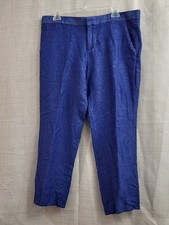 Banana Republic Womens Pants Blue Ankle Crop Avery Mid Rise Linen Size 12