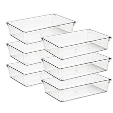 6 Pack Drawer Organizer - 6" X 9" Plastic Storage Bins, Acrylic Organizers wi...