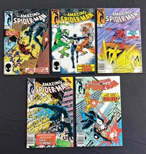 Amazing Spider-Man Comic Lot (#265-269) - VF Cond. - KEY 1st App. SILVER SABLE!