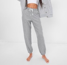NWT GAP Women's Flannel PJ Pajamas Sleep Joggers Pants Bottoms Gray Stripe S 4-6