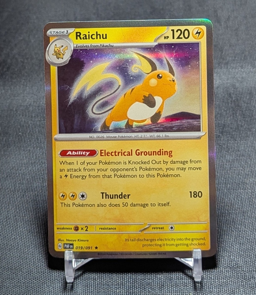 りちゃ Raichu Holo Rare Lightning Paldean Fates Pokemon TCG Card 019/091