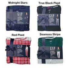 Gap Women's V-Neck Drawstring Pockets Flannel Pajama Set