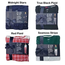 Gap Women's V-Neck Drawstring Pockets Flannel Pajama Set