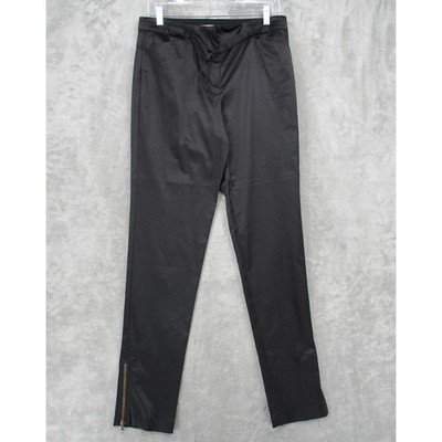 BCBGeneration Pants Womens 10 Skinny Satin Ankle Zip Pockets Belted Moto Black