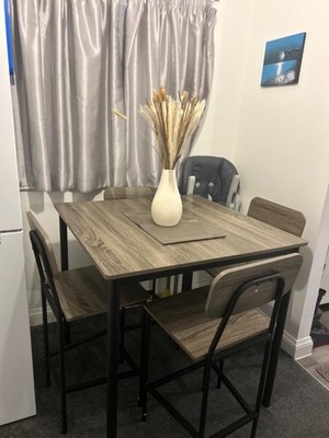  5-teiliges Industrial Bartisch Set, Frühstückstische mit 4 Barstühlen Hockern 