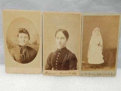 3 Antique Cabinet Card Photo Victorian Young Women Bride Indiana Kentucky (I62S)
