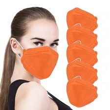 AKGk KN95 Face Masks 50-Pk, 5-Ply Disposable Tangerine Against PM2.5 Dust
