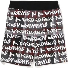 BAPE GRAFFITI CHECK SWEAT SHORTS RED/BLACK MENS XL